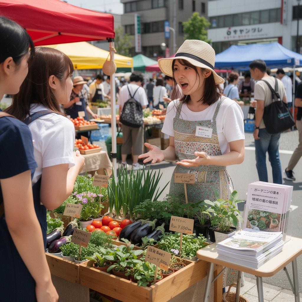 様々な種子が並ぶ園芸用具の写真